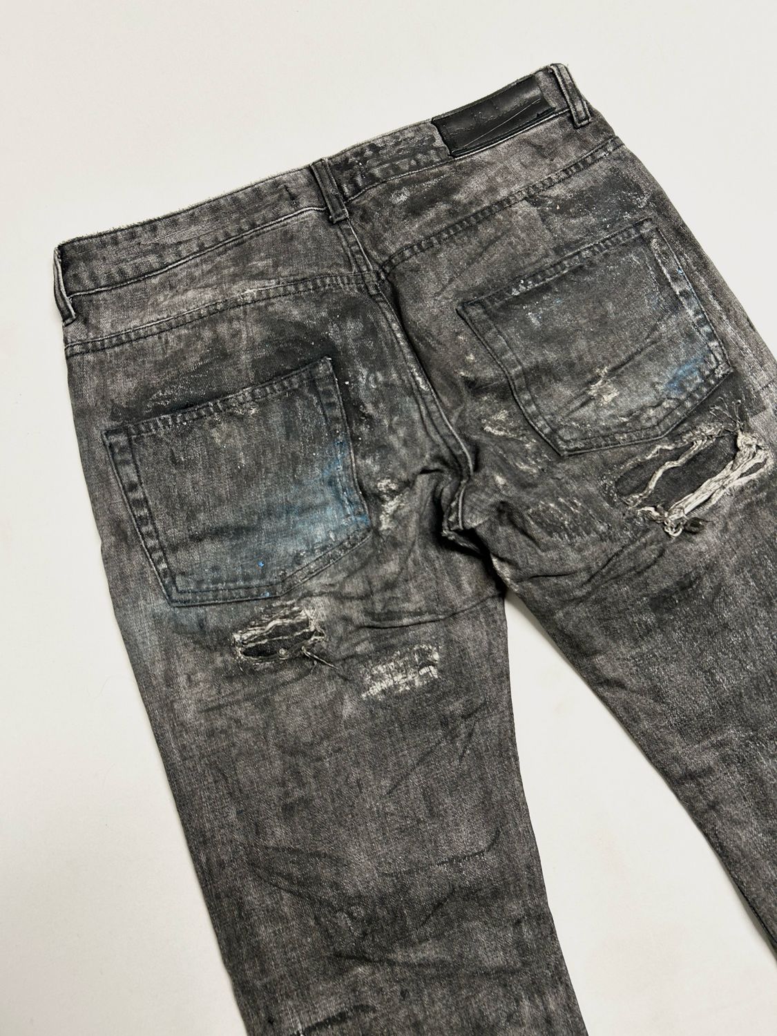 Balmain FW2017 Distressed Waxed Denim