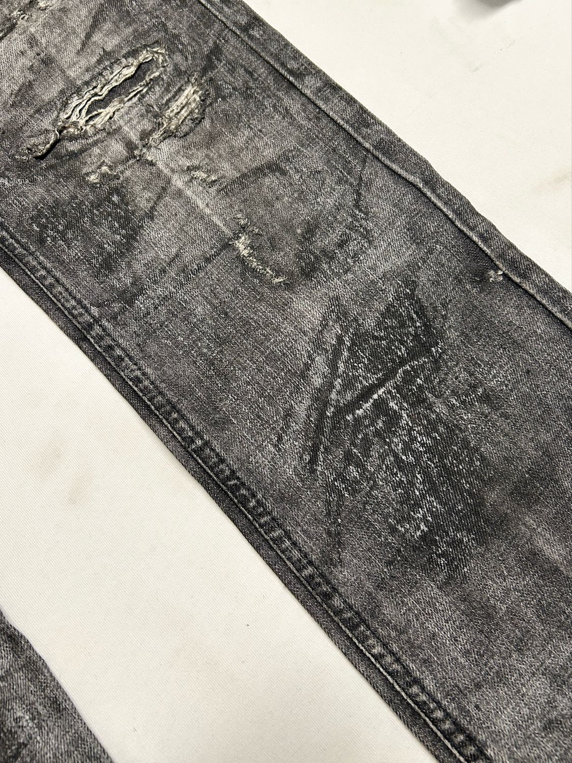 Balmain FW2017 Distressed Waxed Denim