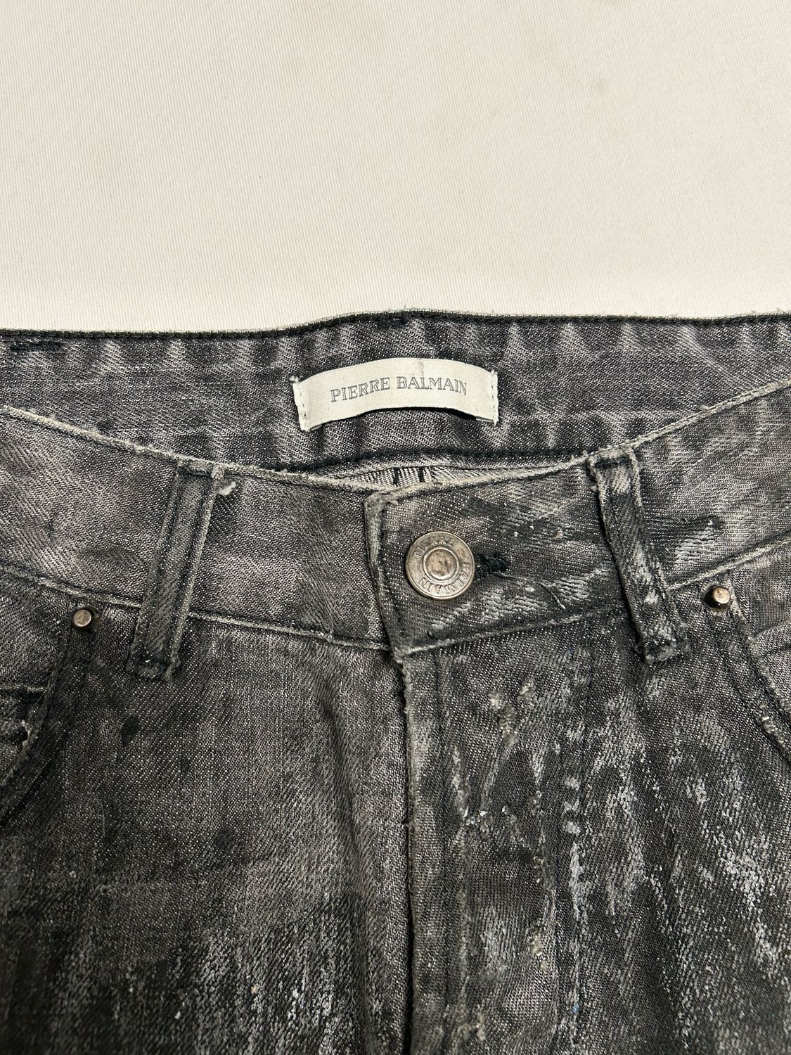 Balmain FW2017 Distressed Waxed Denim
