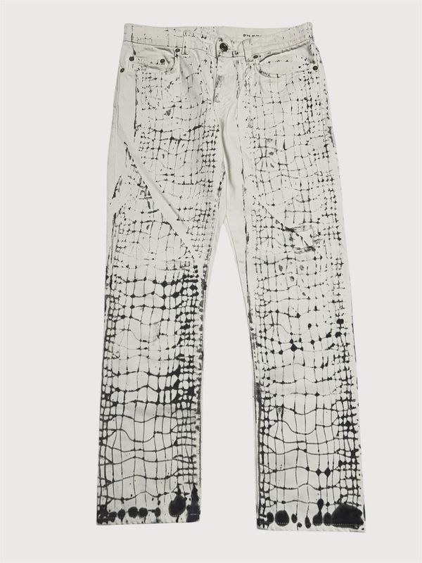 Saint Laurent Paris by Hedi Slimane SS2016 D10 Distressed Croc Print Denim Pants