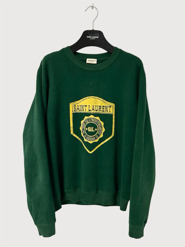 Saint Laurent Paris by Anthony Vaccarello FW2022 University Crest Velvet Print Sweatshirt 