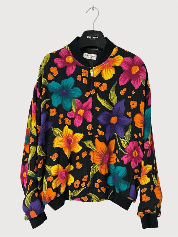 Saint Laurent Paris by Anthony Vaccarello SS2022 Sample Floral Print Bomber Jacket 