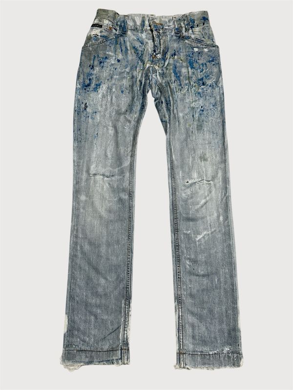 Dolce &amp; Gabbana  2000s Distressed Waxed Denim