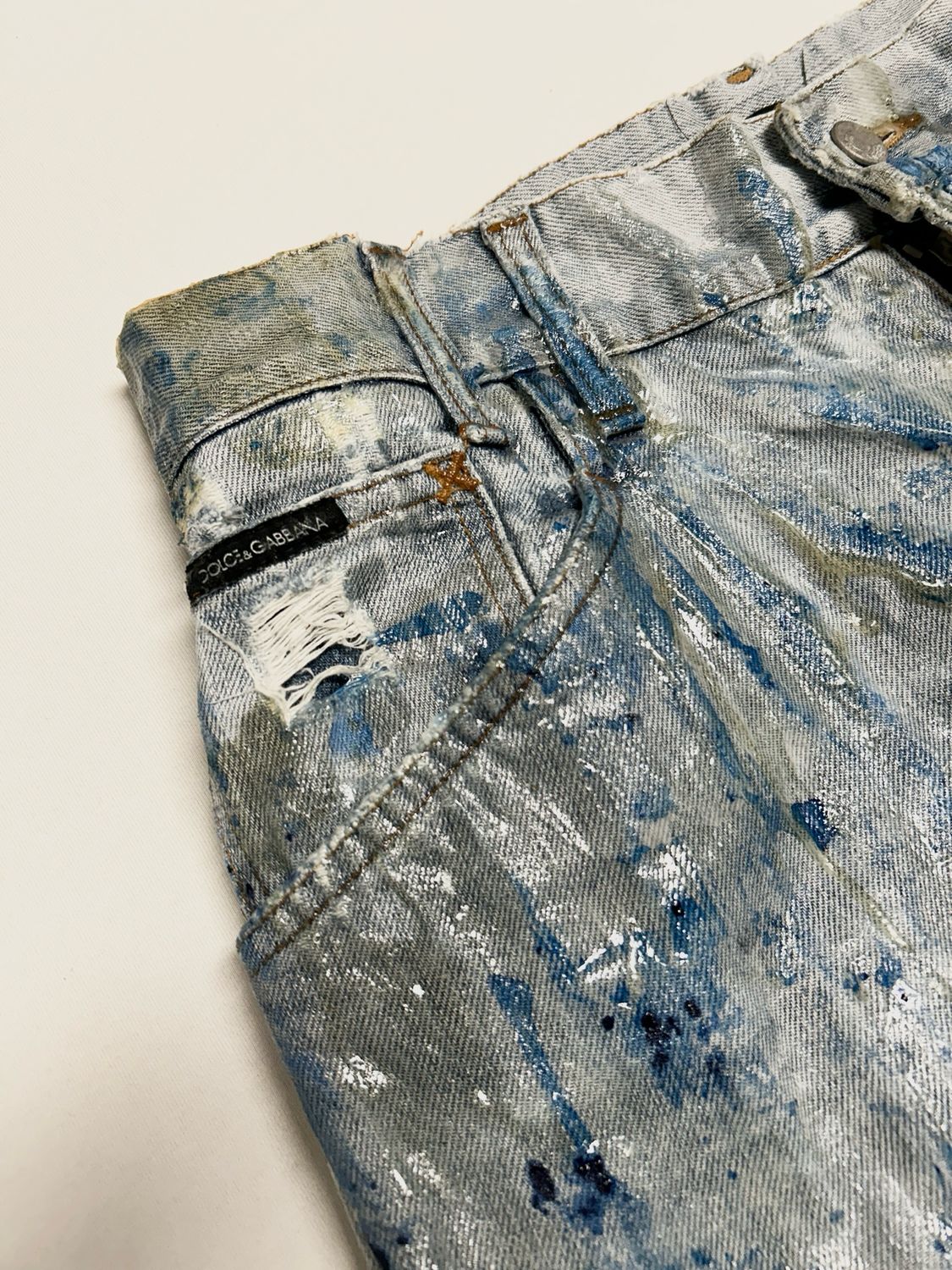 Dolce &amp; Gabbana  2000s Distressed Waxed Denim