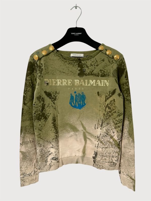 Balmain Logo Shoulder Epaulette Sweatshirt
