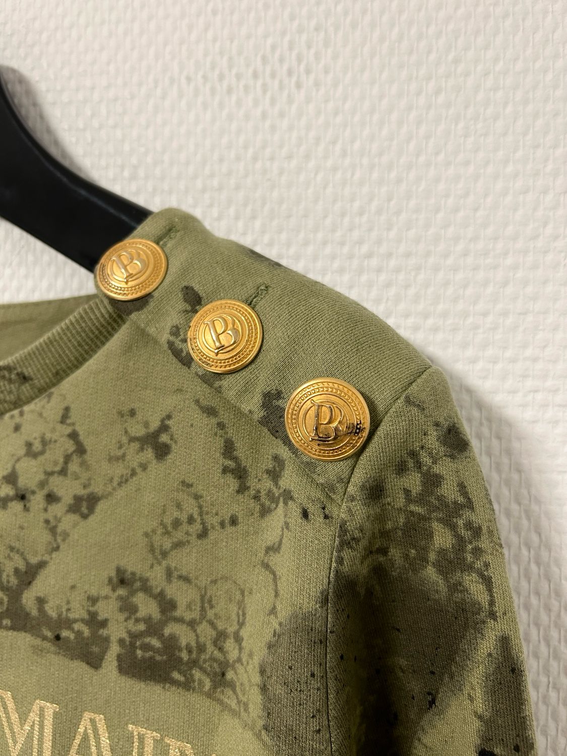 Balmain Logo Shoulder Epaulette Sweatshirt