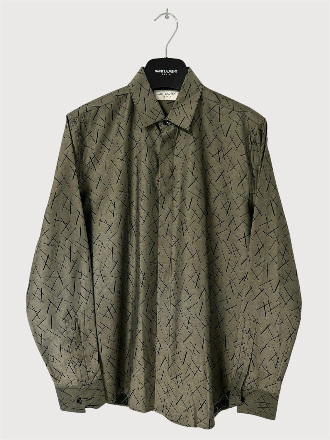 Saint Laurent Paris by Anthony Vaccarello FW2019 Sample Cross Jacquard Shirt 