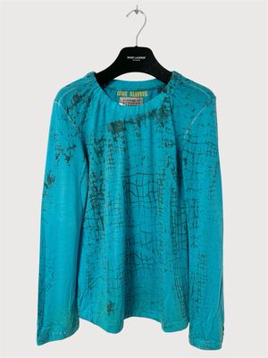 Martin Margiela  FW2004 Turquoise Scar Stitch Croc Print Knit Long Sleeve
