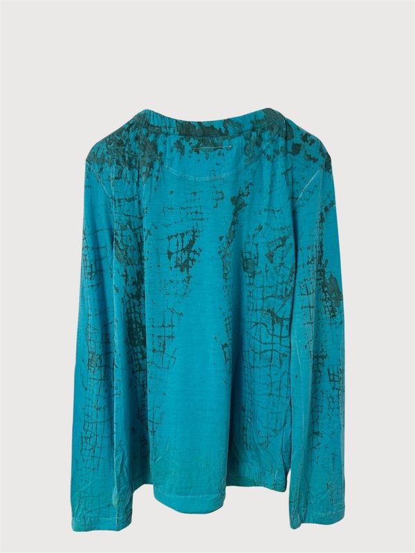 Martin Margiela  FW2004 Turquoise Scar Stitch Croc Print Knit Long Sleeve