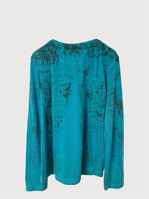 Martin Margiela  FW2004 Turquoise Scar Stitch Croc Print Knit Long Sleeve