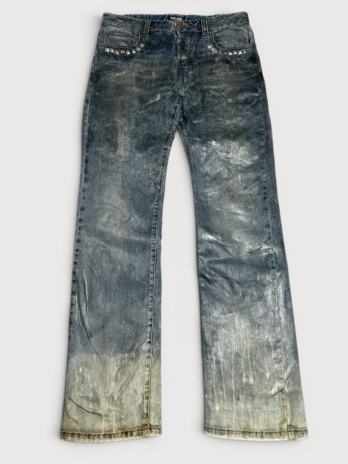 Jean Paul Gaultier 2000s Studded Waxed Denim Pants