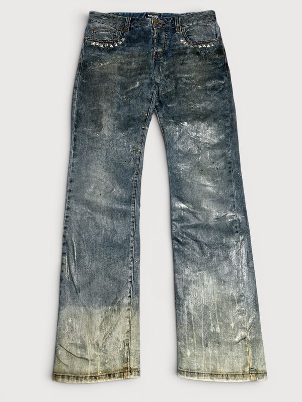 Jean Paul Gaultier 2000s Studded Waxed Denim Pants