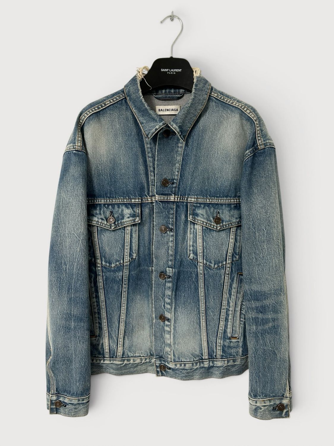 Balenciaga by Demna Gvasalia 2018 Laser Etched Logo Denim Jacket