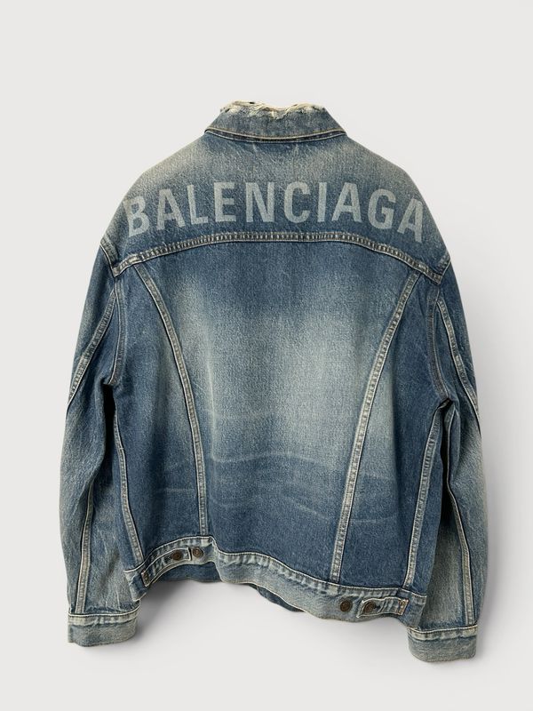 Balenciaga by Demna Gvasalia 2018 Laser Etched Logo Denim Jacket