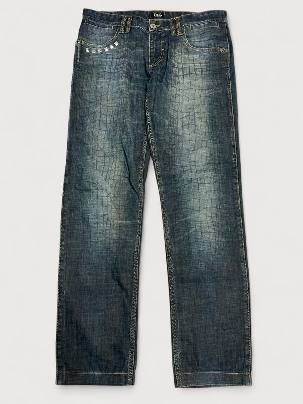 Dolce &amp; Gabbana  2000s Superaudacious Croc Print Denim