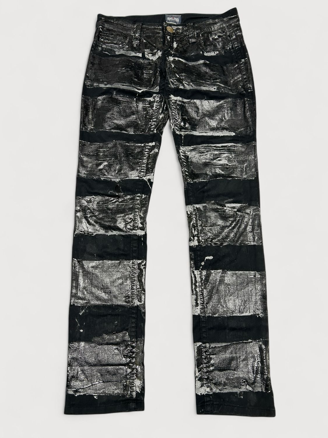 Jean Paul Gaultier  2000s Striped Waxed Prisoner Denim