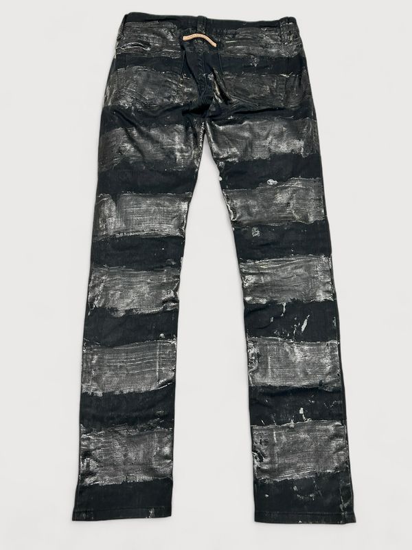 Jean Paul Gaultier  2000s Striped Waxed Prisoner Denim