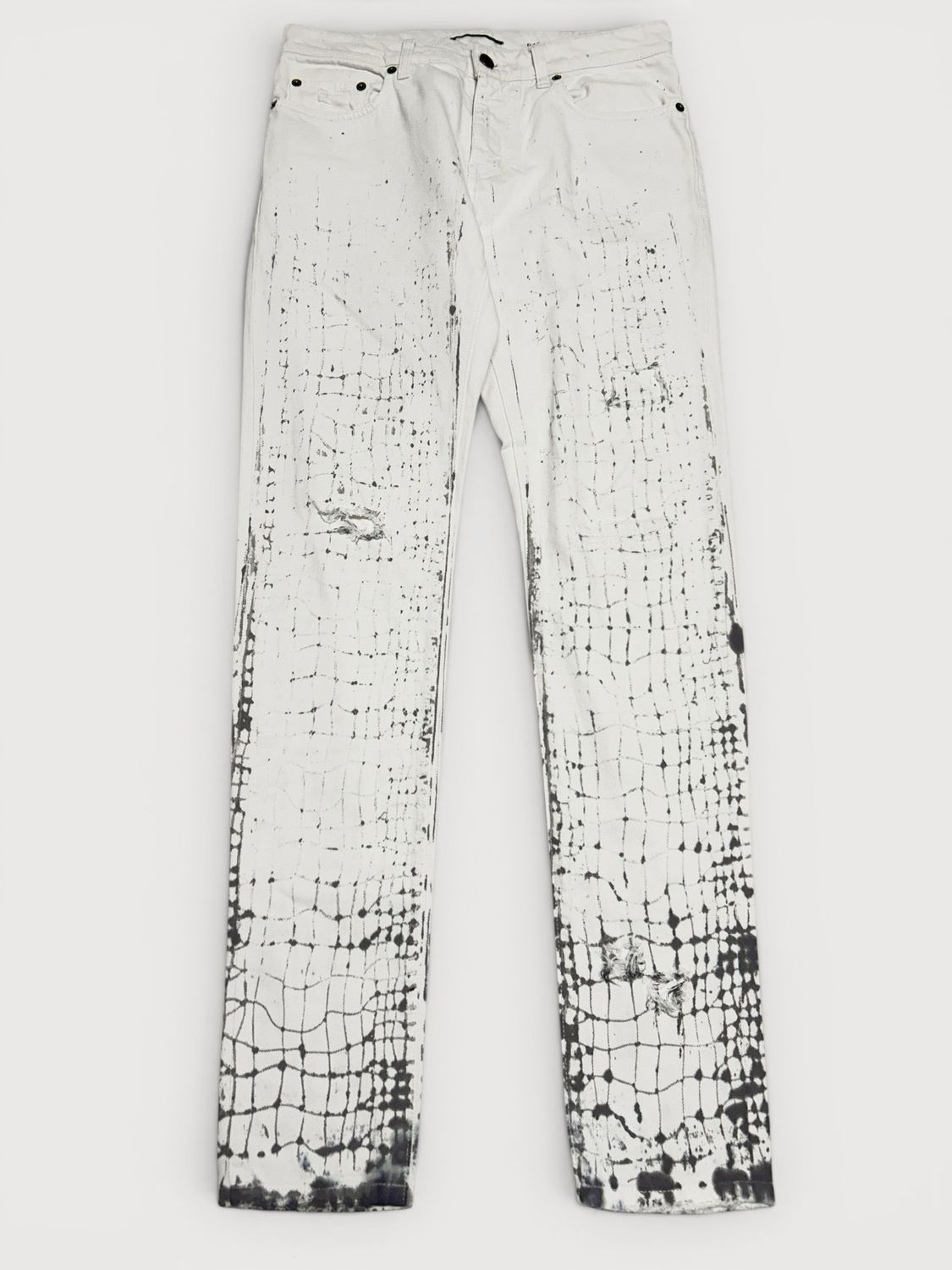 Saint Laurent Paris by Hedi Slimane  2016 D10 Distressed Croc Print Denim