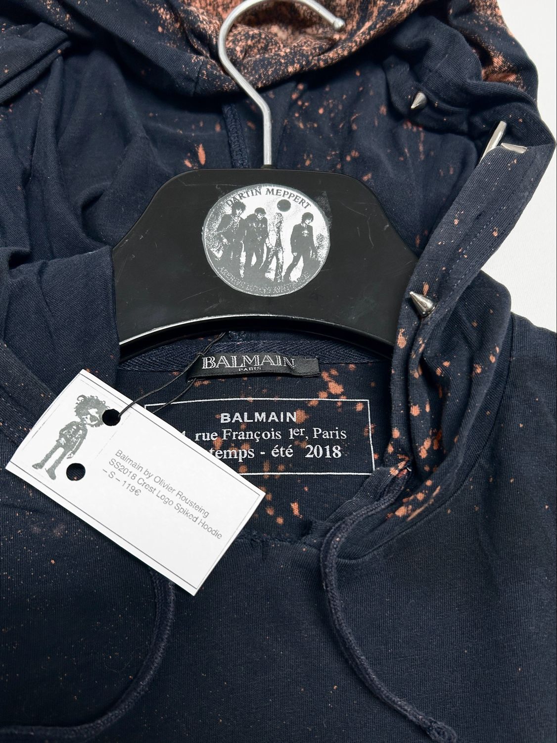 Balmain by Olivier Rousteing  SS2018 Crest Logo Spiked Hoodie