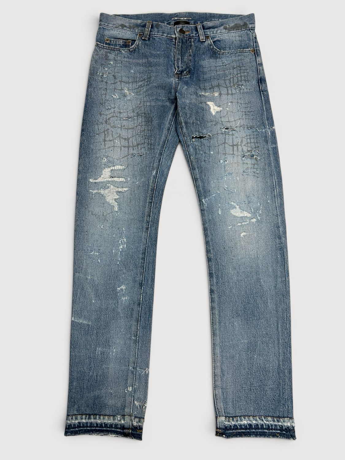 Saint Laurent Paris by Hedi Slimane  2016 Repaired Croc Print Denim