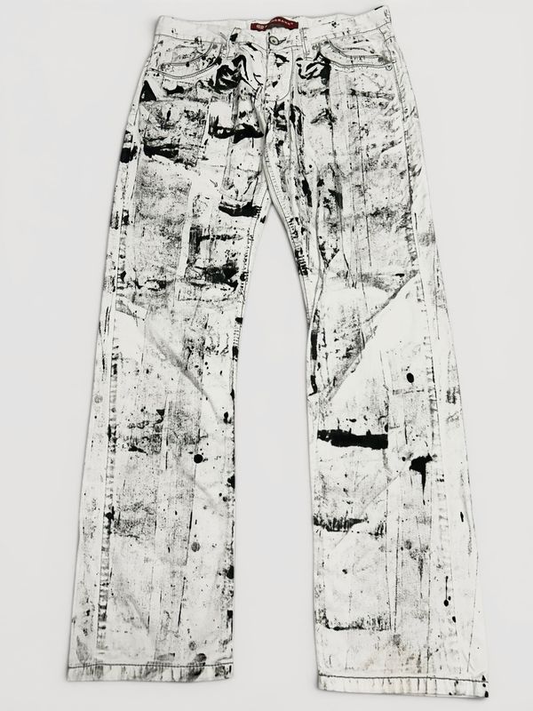 Cipo &amp; Baxx  2000s tribal embroidery wide leg denim