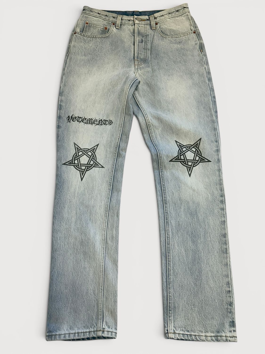 Vetements Pentagram Tattoo Gothic Logo Denim Jeans