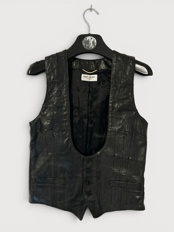 Saint Laurent Paris by Hedi Slimane  SS2015 Psych Rock Sample Patchwork Leather Vest