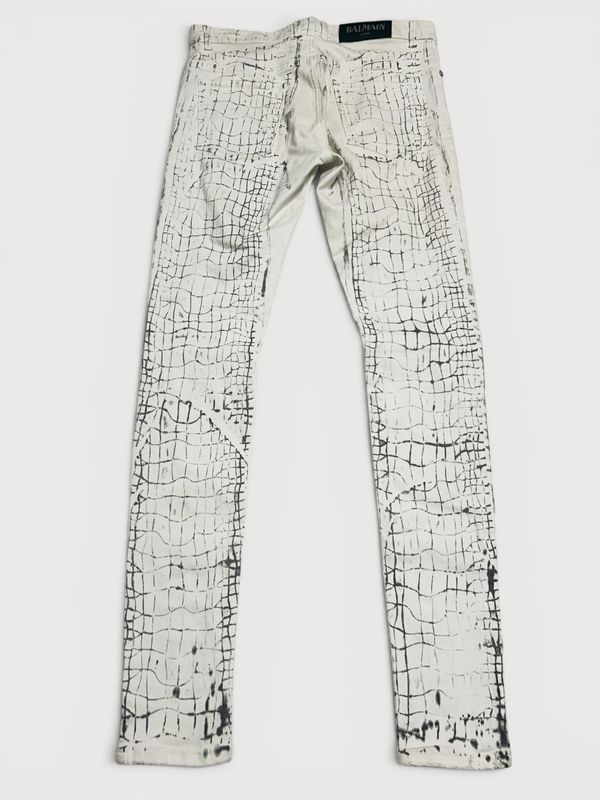 Balmain by Olivier Rousteing  FW2015 Croc Print Skinny Denim