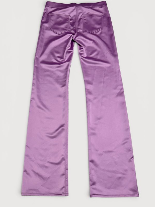 1017 ALYX 9SM by Matthew M. Williams SS2023 Purple Satin Rollercoaster Buckle Flared Pant