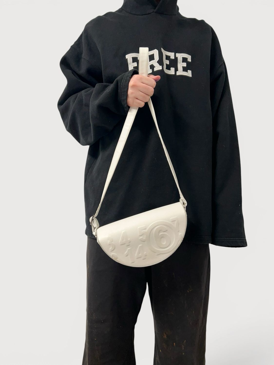 Maison Margiela "Half Moon" Embossed Number Logo Shoulder Bag