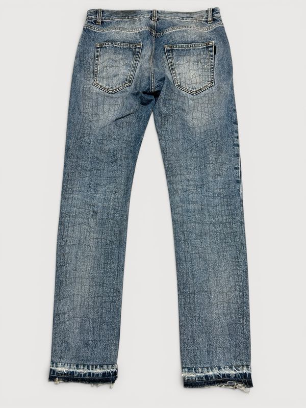 Saint Laurent Paris by Anthony Vaccarello SS2019 Croc Print Distressed Denim