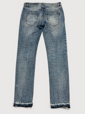 Saint Laurent Paris by Anthony Vaccarello SS2019 Croc Print Distressed Denim