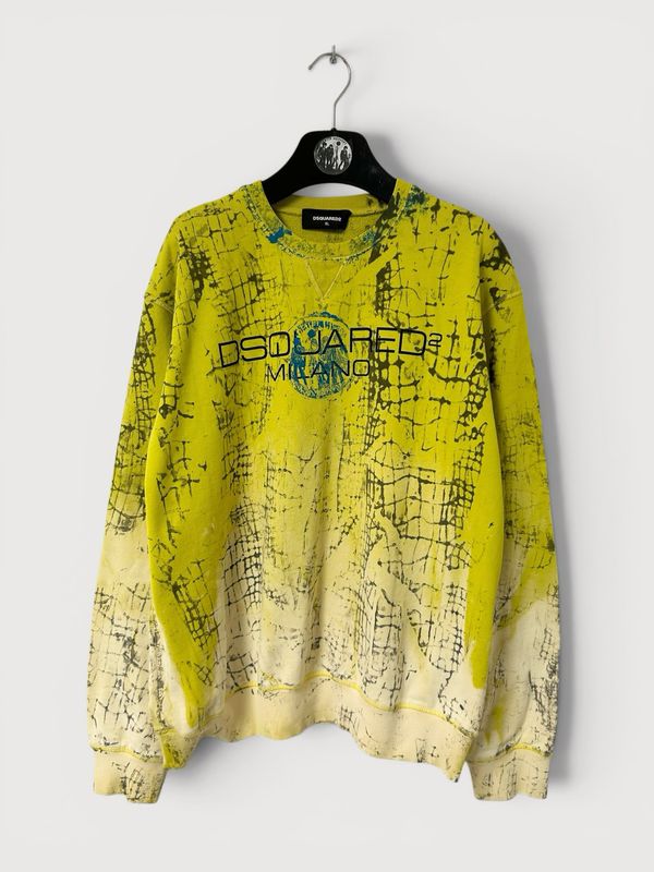 Dsquared2 by Dean &amp; Dan Caten  SS2020 Milano Logo Bleach Dyed Crewneck