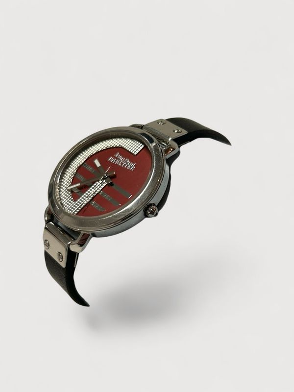 Jean Paul Gaultier “Sector Dial” Leather Strap Watch