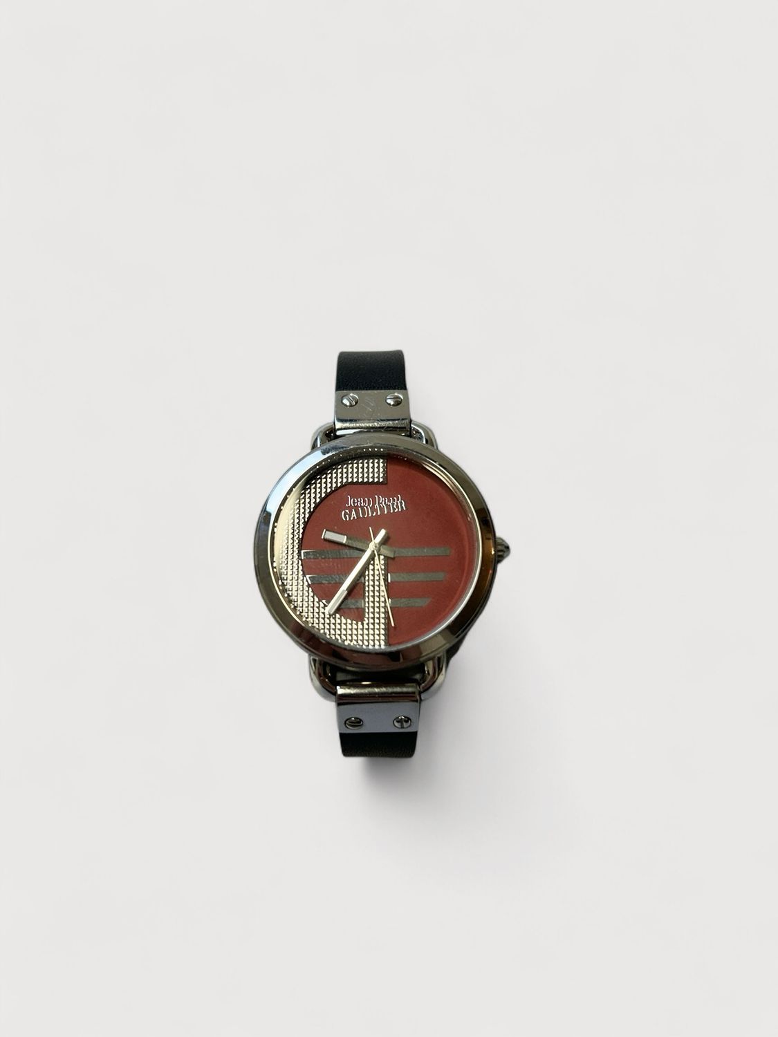 Jean Paul Gaultier “Sector Dial” Leather Strap Watch
