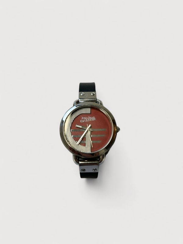 Jean Paul Gaultier “Sector Dial” Leather Strap Watch