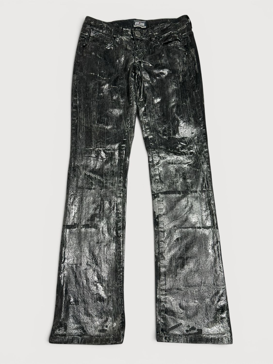 Jean Paul Gaultier Waxed Black Metal Patch Denim