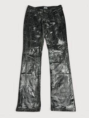 Jean Paul Gaultier Waxed Black Metal Patch Denim