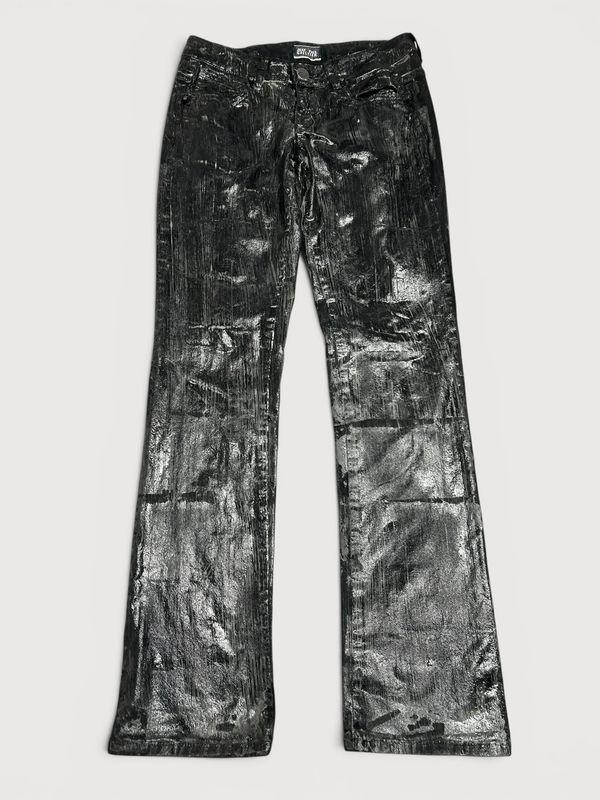 Jean Paul Gaultier Waxed Black Metal Patch Denim