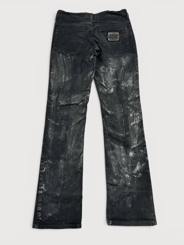Jean Paul Gaultier Waxed Black Metal Patch Denim