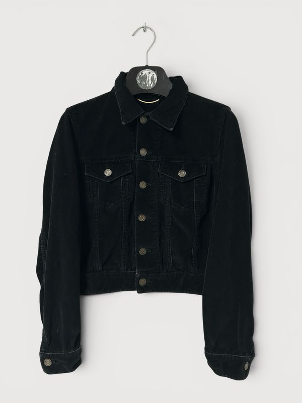 Saint Laurent Paris by Anthony Vaccarello SS2021 Sample Black Corduroy Trucker Jacket