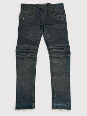 Balmain by Olivier Rousteing FW2014 Waxed Japanese Biker Denim Balmain by Olivier Rousteing FW2014 Waxed Japanese Biker Denim