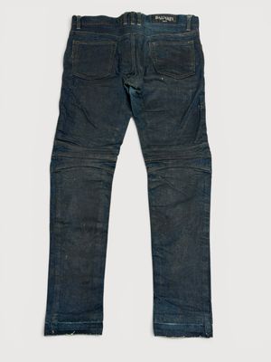 Balmain by Olivier Rousteing  FW2014 Waxed Japanese Biker Denim