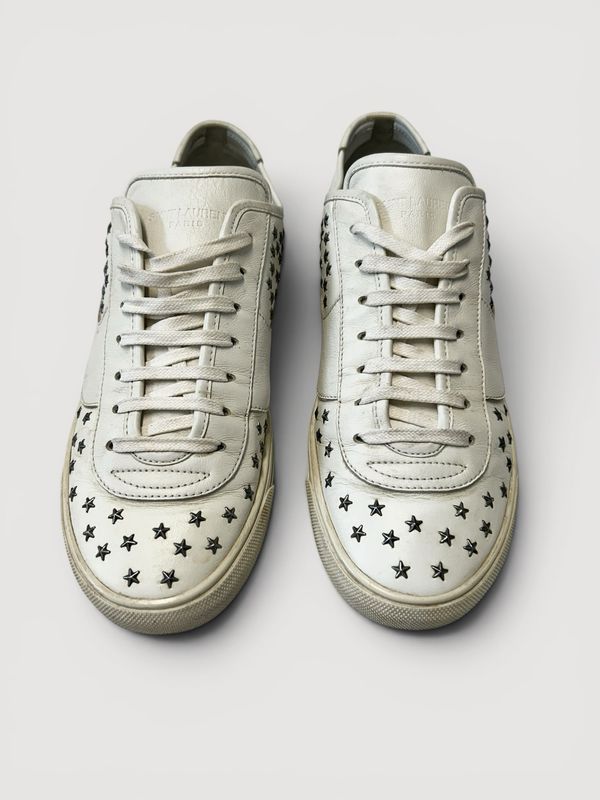Saint Laurent Paris by Anthony Vaccarello SS2019 Court Classic Star Stud Leather Sneakers