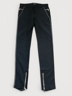 Balmain by Olivier Rousteing  FW2018 Metallic Panel Zipped Tuxedo Wool Trousers