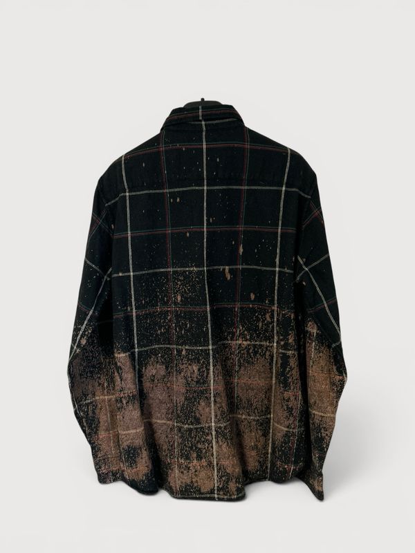Saint Laurent Paris by Anthony Vaccarello FW2018 Bleached Plaid Wool Flannel Shirt