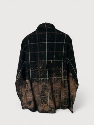 Saint Laurent Paris by Anthony Vaccarello FW2018 Bleached Plaid Wool Flannel Shirt