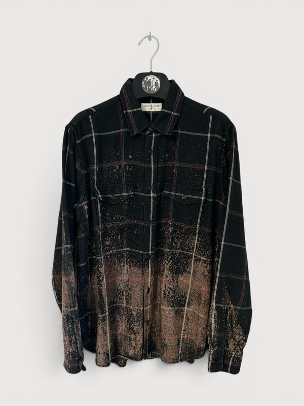 Saint Laurent Paris by Anthony Vaccarello FW2018 Bleached Plaid Wool Flannel Shirt