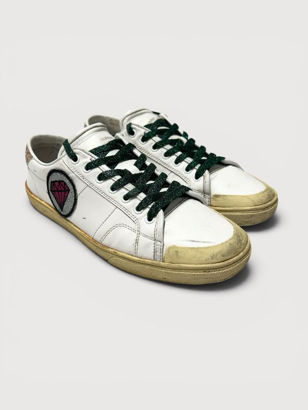 Saint Laurent Paris by Hedi Slimane  SS2016 Court Classic “Surf Sound” Diamond Patch Sneakers