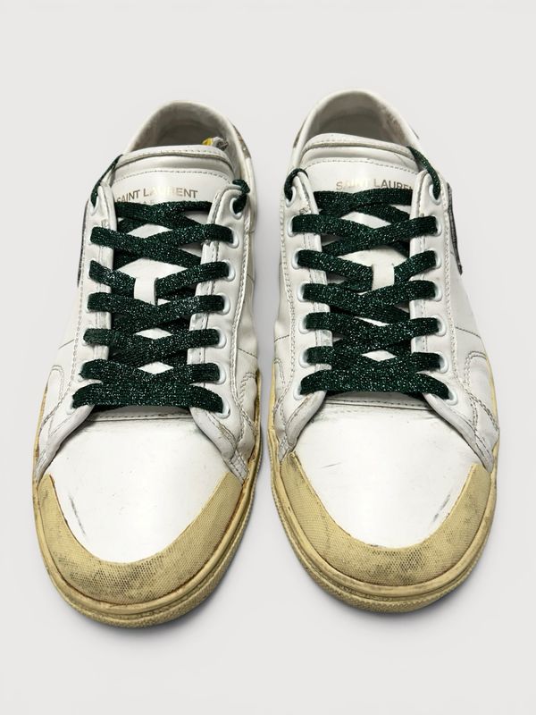 Saint Laurent Paris by Hedi Slimane  SS2016 Court Classic “Surf Sound” Diamond Patch Sneakers